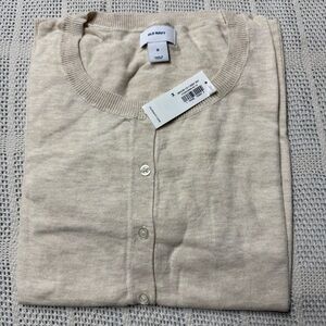 Old Navy Women’s Cream Crewneck Cardigan Sweater